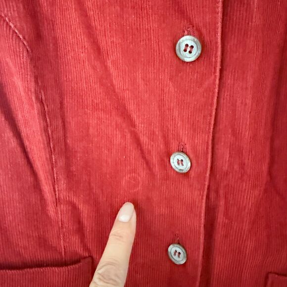 VTG Alain Toussaint Corduroy Midi Dress Rust Orange Long Sleeve Front Button 4P - Picture 8 of 8